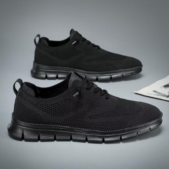 ⚡Men's 2 Black Mesh Casual Walking Business Oxfords Work Lightweight Sneakers - Picture 7 of 7